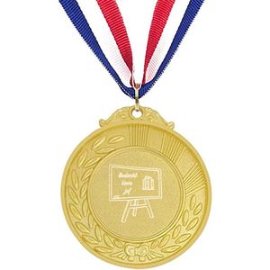 Akyol - bedankt lieve juf medaille goudkleuring - Juf - cadeaupakket juf - einde schooljaar - afscheid - leuk cadeau voor je juf om te geven