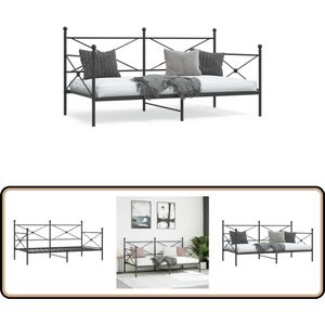 vidaXL Slaapbank zonder matras 100x200 cm staal zwart