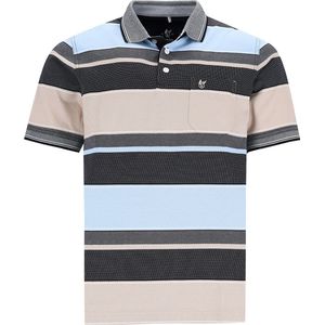 Hajo - Poloshirt Premium - heren- taupe gestreept - maat M