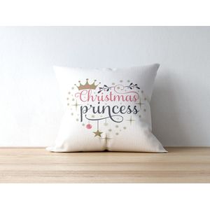 Kerst Kussen met tekst: Christmas Princess | Kerst Decoratie | Kerst Versiering | Grappige Cadeaus | Geschenk | Sierkussen