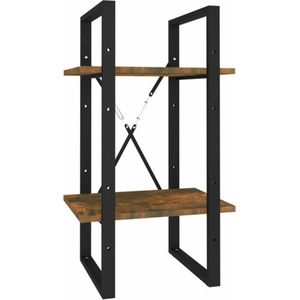 vidaXL - Boekenkast - 2-laags - 40x30x70 - cm - bewerkt - hout - gerookt - eikenkleur