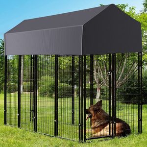 Kibus Honden Buiten Verblijf - Ren - 120x249x165cm - Extra groot - Met Afdekzeil - Hondenhok - Kooi - Bench - Katten - Kennel