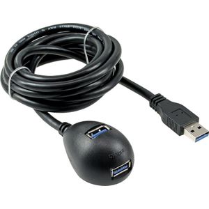 USB naar 2x USB docking kabel - USB3.0 - tot 0,9A / zwart - 1 meter