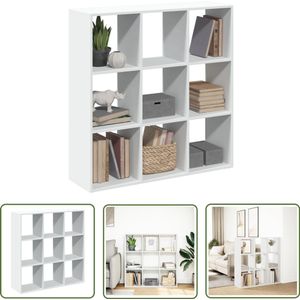 The Living Store Kamerscherm / boekenkast 102x29x103,5 cm bewerkt hout wit - Boekenkast - Kamerscherm - Houten Boekenkast - Opbergkast - Design Boekenkast