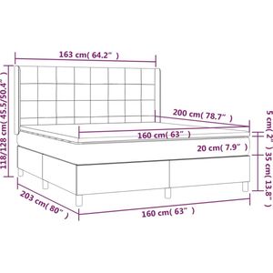 vidaXL - Boxspring - met - matras - stof - lichtgrijs - 160x200 - cm