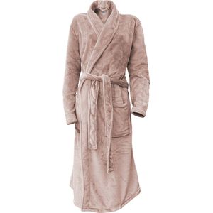LINNICK Flanel Fleece Uni Badjas - Light Pink - XL - Badjas Dames - Badjas Heren