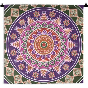 Wandkleed Mandala's - Mandala ouderwets design Wandkleed katoen 180x180 cm - Wandtapijt met foto