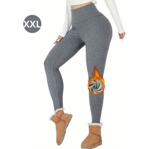 Nivard Gevoerde Panty - Legging - Hoge Taille - Winter Panty - Fleece panty - Thermo Panty - Warme Panty - Elastisch - Grijs Maat XXL