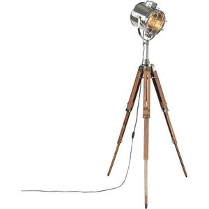 QAZQA shiny - Industriele Tripod | driepoot vloerlamp | Staande Lamp - 1 lichts - H 1800 mm - Chroom - Industrieel - Woonkamer | Slaapkamer