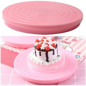 Taartstandaard draaibare taartplaat kunststof taart draaitafel (roze)