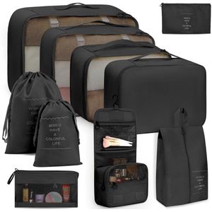 Ibenzoa® Kofferorganizerset met 10-delige verpakkingskubussen voor georganiseerde en lichte reizen