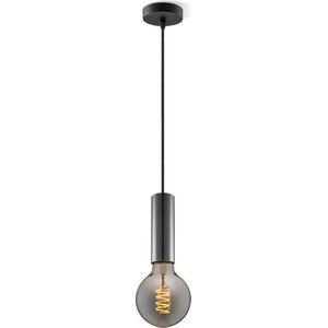 Home Sweet Home hanglamp zwart Saga - hanglamp inclusief LED lamp G125 - dimbaar - pendel lengte 100 cm - inclusief E27 LED lamp - rook