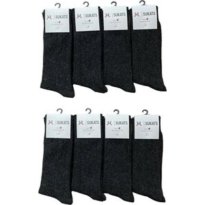 Sukats® Alpaca Sokken - Wollen Sokken - Warme Sokken - 8 Paar - Maat 47-50 - Antraciet