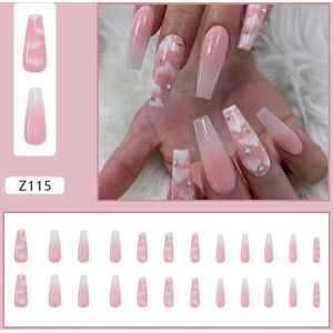 De 2 Lalas - Kunstnagels - nep nagels - plak nagels - diamandjes - steentjes - press on nails - 24 stuks - secondenlijm + nagelpatches - vijl - bokkepootje - alcoholdoekje