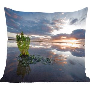 Sierkussen - Zee Waddeneilanden Lucht - Blauw - 45 Cm X 45 Cm