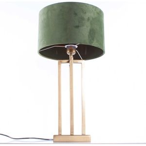 Tafellamp vierkant met velours kap Roma | 1 lichts | brons / groen | metaal / stof | Ø 30 cm | tafellamp | modern / sfeervol / klassiek design