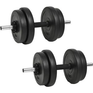 vidaXL Halterset 20 kg - 14-delige set zwart