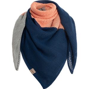 Knit Factory Lacey Sjaal Dames - Vierkante sjaal - Wollen sjaal - Dames sjaal - Blok motief - Earth Green - Taupe/iced clay/stone green - 120x120 cm