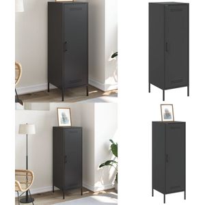 vidaXL Hoge kast 36x39x113 cm staal zwart - Hoge Kast - Hoge Kasten - Hoog Dressoir - Hoge Kast Woonkamer