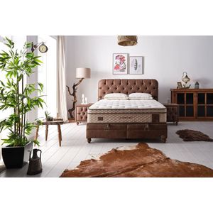 BSS Bedding Comfizone - Bed Boxspring Set - 140x200 - Complete Boxspring - Slaapkamerbed - 1 x Matras met Topper, 2 x Bedbox, 1 x Hoofdbord