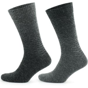 GoWith-2 paar-Alpaca Wollen Sokken-Huissokken-Warme Sokken-Thermosokken-Grijs-Antraciet-Maat 43-46