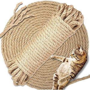 Natuurlijk Jute Sisal Touw - Kattenboom Touw voor Reparatie en Vervanging van Katten Krabpaal - Tuin & Huishouden Decoratie - 6mm x 15m - Duurzaam en Milieuvriendelijk