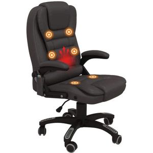 Luxe Bruine Bureaustoel met 6-Punts Vibrerende Massage en Warmtefunctie - Draaibare Kantoorstoel en Gamingstoel