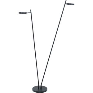 Moderne vloerlamp Round move | zwart | dimbaar | 2 x 8,5 watt led met 2 standen | staande lamp | 2 lichtpunten | modern strak design