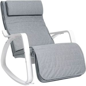 In And OutdoorMatch Luxe schommelstoel Lea - Grijs - Voor binnen - Loungestoel met kussen - Volwassenen - Loungestoel - Modern