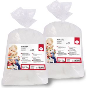 Rayher Hobby vulmateriaal - 2x - polyester schuim vlokken - 300 gram voor knuffels/kussens - zeer donzig