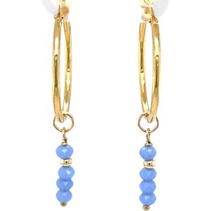 Pat's Jewels Oorringen - Dames oorbellen - Natuursteen hanger - Zilver verguld - Blauwe Hanger