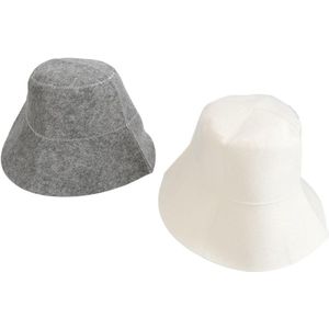 Sauna Hoeden Set van 2 - Water Absorptie Sauna Vilt Hoed voor Mannen en Vrouwen - Stijlvolle Witte en Grijze Sauna Cap