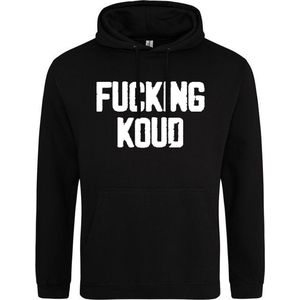 FUCKING KOUD Hoodie | Sweater | Capuchon | Trui | Hooded | Print | Zwart | Maat L