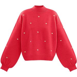 Sweetheart charm trui - hartjes - nieuwe collectie - herfst/winter - dames - rood - maat S/M