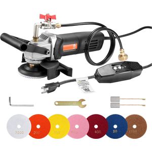 Natte Slijper 800 W, 4-Inch Betonslijper met 6 Variabele Snelheden En 7 Polijstsets, Natslijper voor Marmer, Graniet, Steen, Rotsen, Tegels