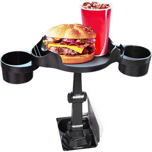 Telefoonhouder voor Auto bus / Camper / Vrachtwagen - Dubbele Beker houder en mobiele telefoonhouder - Multifunctionele Lade draaibare tafel Waterflessen / dranken / snacks / frietjes