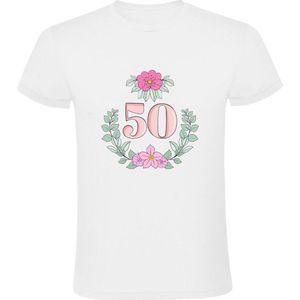 50 jaar bloemenkrans Heren T-shirt - bloemen - verjaardag - feest - 50e - cadeau