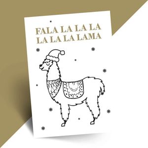 Grappige kerstkaart lama set van 10 met omslagen - Lacarta