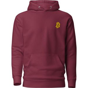 Simply Bitcoin - Premium Unisex Bitcoin Hoodie - Kastanje Bruin - Geborduurd Goud Kleurig Bitcoin Symbool Maat M | Bitcoin cadeau| Crypto cadeau| Bitcoin Trui| Crypto Trui| Crypto Hoodie| Bitcoin Hoodie| Bitcoin Merch| Crypto Merch| Bitcoin Kleding