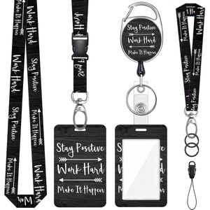 Nek en Pols Keycords met Uittrekbare Sleutelhanger & Badgehouder - Afneembare Lanyard - Trekkoord Badge Pashouder - Clip Keykoord - Intrekbare Houder voor Kaart/Sleutels - Universeel Telefoon, GSM Koord - Sleutelkoord/Nekkoord - Telefoonkoord Ketting