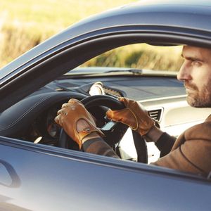 Lichtbruine Autohandschoenen van Schapenleer voor Touchscreens
