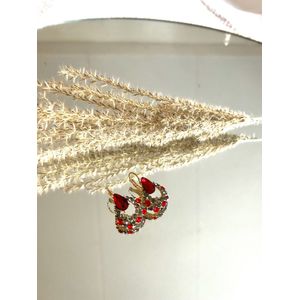 Yehwang - Oorbellen - Rood - Strass steentjes