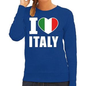 I love Italy supporter sweater / trui voor dames - blauw - Italie landen truien - Italiaanse fan kleding dames S