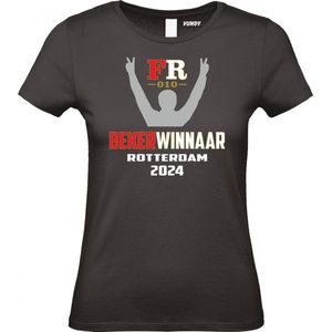 Dames t-shirt Bekerwinaar 2024 | Feyenoord Supporter | Shirt Bekerwinnaar | Zwart Dames | maat XL
