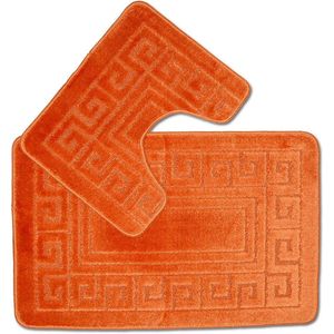 Anti-slip badmat in Griekse stijl - Set van 2 badmatten - Inclusief 1 badmat (50 × 80 cm) en 1 toiletmat (50 × 40 cm)