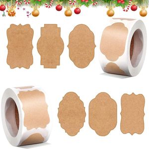 600 stuks zelfgemaakte kraftpapier Kerstmis cadeaustickers voor bruiloft - Set van 600.