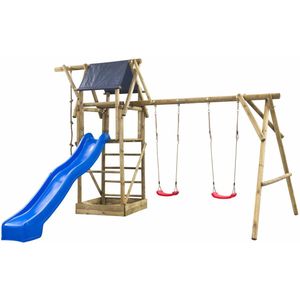 Swing King speeltoestel hout met glijbaan Niels 380cm - blauw