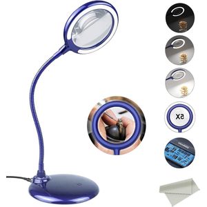 Bureaulamp Oplaadbare 5x Vergrootglas Dimbare Lamp - Vergrootglas met Licht en Stand - Vergrootglas met 28 LED-verlichting voor senior slechtzicht hobby's en ambachten