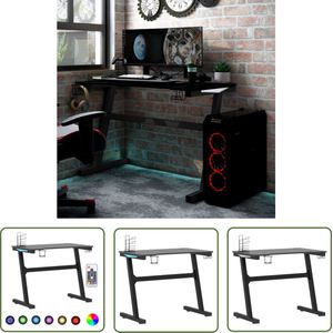 The Living Store Gamingbureau met Z-vormige poten LED 90x60x75 cm zwart - Gamingbureau - Led Bureau - Bureau Zwart - Gamers Bureau - Bureau Met Rgb Verlichting