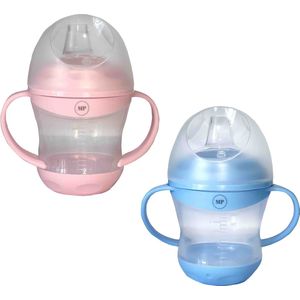 Major Products - Tuitbeker Set Roze en Blauw - 160ml met handvat - Tuitbeker met zachte tuit - Drinkbeker - Oefenbeker - Tuitbeker Baby - Drinkbeker voor Peuters - Antilek beker